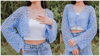 Crochet Floral Lace Cardigan Tutorial  Chenda DIY [upl. by Carolyn]