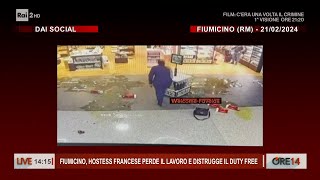 Fiumicino hostess francese perde il lavoro e distrugge il duty free  Ore 14 del 23022024 [upl. by Albertina]