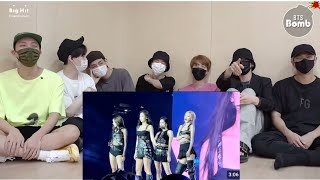 BTS Reaction to Blackpink Kick it Performance Bornpink concert Smash at your face  Fanmade 💜 [upl. by Avruch]