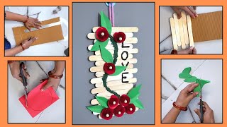 Best Wall Hanging Craft IdeasBeautiful Wall Hanging With Icecream SticksDiwali Home Decor [upl. by Gnah547]