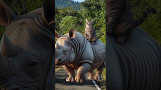 Rhino attacks cute cats cutecat catlover catvideos trendingshorts [upl. by Havot]