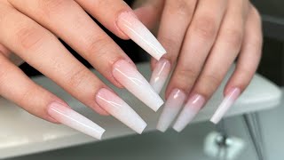 Nude amp White Ombré  GelX Nails [upl. by Aikkan603]