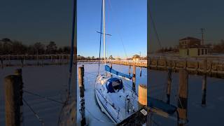 Extreme cold winter 2022 • Shinnecock Marina frozen after snowstorm • January 30 2022 SouthamptonNY [upl. by Meldon]