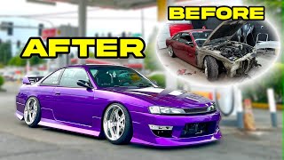 Rebuilding a DESTROYED Nissan s14 in 20 minutes Amazing Transformation [upl. by Inoj]