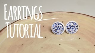 Glass and Paper Cabochon Earrings Tutorial [upl. by Mages]