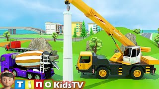 Mobile Crane amp Construction Trucks for Kids  Wind Turbine Construction [upl. by Waly]