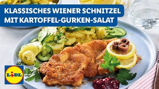 Wiener Schnitzel  Klassisch  Kartoffel Gurken Salat  Lidl Kochen [upl. by Anallise]