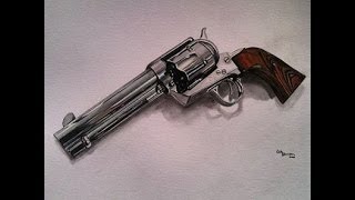 Drawing a Colt 45 Single Action Revolver TimeLapse [upl. by Gellman]