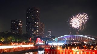 天神祭 船渡御amp奉納花火 2012 大阪 Tenjin Matsuri Festival Fireworks Osaka Japan [upl. by Enahsed435]