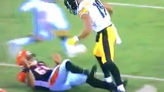 Vontaze Burfict Carted Off On Stretcher After Taking Cheap Shot By JuJu Smith Schuster [upl. by Atirihs]