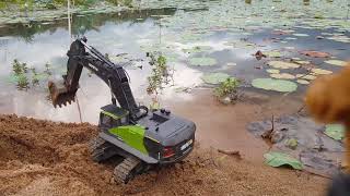 The best skill operate excavator huina 1593  Mini excavator road construction for working 10 [upl. by Yerffe]