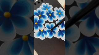 Paint a beautiful one stroke flowers🌼💙art painting shorts flowerart viralvideo [upl. by Roter]