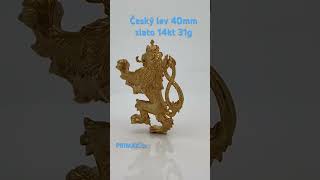 Český lev zlata soška 40mm 14kt 31g wwwPrimakcz gold zlato ceskarepublika lion zlatnictvi [upl. by Eceinej]