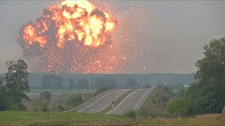 Massive explosion at Ukrainian military ammunitions depot [upl. by Anitsenre]