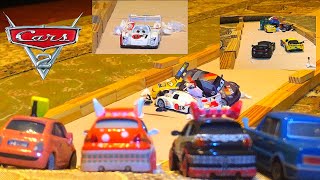 Cars 2 Porta Corsa Race Crash scene Stop motion remake [upl. by Akoyn]