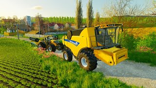 18AC OATS HARVESTING WITH NEW HOLLAND COMBINE CARPATHIAN FARM FS22 [upl. by Trill44]