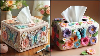 unique and elegant Hand knitted crochet tissue box cover designs patterns [upl. by Rozalin]