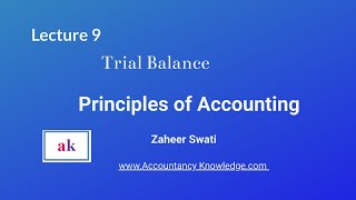 Lecture 9 Trial Balance I Principles of Accounting Workbook I Zaheer Swati [upl. by Sancha732]