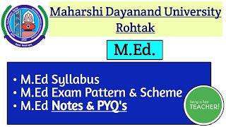 MDU MEd Syllabus Semester  1234  Maharshi Dayanand University Rothak [upl. by Drice]