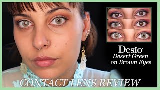 Desio Eyes Sensual Desert Green Contact Lenses on Brown Eyes [upl. by Sisto828]