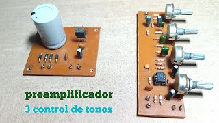 Cómo Hacer Preamplificador Con 3 Tonos 4558 [upl. by Norabal]