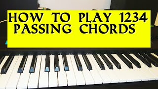 HOW TO PLAY 1234 PASSING CHORDS ON F piano pianotutorial [upl. by Melva]