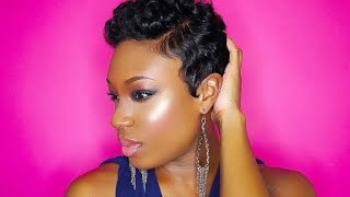 HOW TO Style Your Pixie Cut Into CURLY FAUX HAWK With WAVES  Lorissa Turner [upl. by Yggep502]