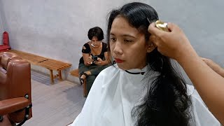 Female gets an army haircut at barbershop [upl. by Oiziruam]