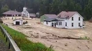 Tropical Storm Debby floods southern NY town sweeps away trees structures [upl. by Aiuqenehs]