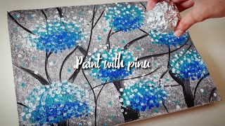 Easy Painting Techniques For Beginners🖌 Aluminum Foil Technique  Iron Scrubber Techniquepainting [upl. by Saffren]