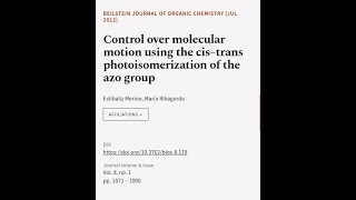 Control over molecular motion using the cis–trans photoisomerization of the azo group  RTCLTV [upl. by Valdis656]