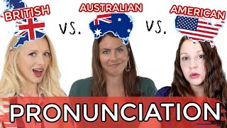 1 LANGUAGE 3 ACCENTS UK vs USA vs AUS English Pronunciation [upl. by Nanah235]