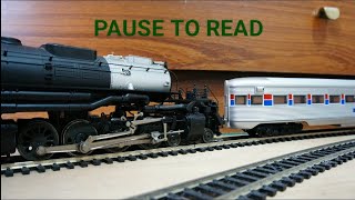 UP 4884 big boy pulls Amtrak excurtion train Rivarossi and Athearn ho gauge models [upl. by Asile]