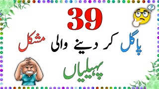 39 Challenging Riddles in Urdu Test Your Brain  sawaljawab [upl. by Cirdnek353]