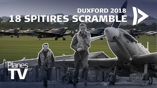 18 Spitfires Scramble  Duxford Battle of Britain Airshow 2018 [upl. by Keever557]