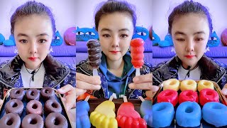 HOMEMADE CHOCOLATE DONUT ICE CREAM ASMR QUICK EATING REALLY YUMMY [upl. by Quitt]