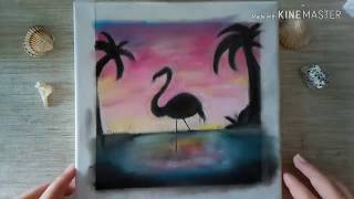 Flamingo mit Pastellkreiden  selber malen DIY🌴 [upl. by Llenol]