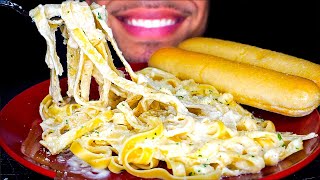 ASMR Olive Garden Creamy Alfredo Shrimp Pasta Mukbang  Sticky Eating Sounds BIG BITES No Talking [upl. by Daphne665]