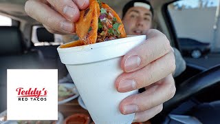 EATING Teddys Red Tacos Birria Tacos  Birria Quesadillas  Mulitas  Mukbang [upl. by Olivie]