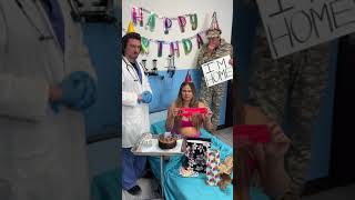 Soldier makes it home for birth of baby and surprises wife in the delivery room on her birthday 🥹 [upl. by Haimerej]