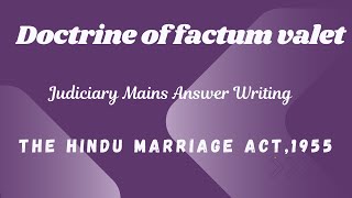 Doctrine of factum valet  Hindu Marriage act  Mains Answer writing [upl. by Mcgean]