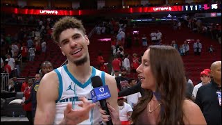 LAMELO BALL POSTGAME LIVE HORNETS VS ROCKETS LIVE [upl. by Cara]