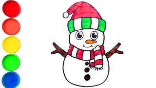 dessin bonhomme de neige  Comment dessiner un bonhomme de neige facile  tuto  coloriage [upl. by Wampler]