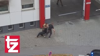 München  EinsatzVideo Hier nehmen Polizisten einen Brandstifter fest [upl. by Ydnyc661]