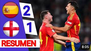 ESPAÑA vs INGLATERRA 21  Resumen y goles del partido FINAL DE LA EUROCOPA 2024 [upl. by Euqinahc]