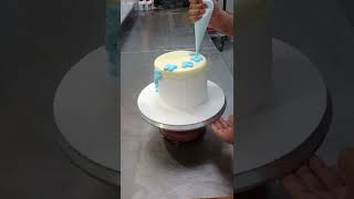 White Truffle cake with easy Cream flower decorate 🔥 father day shorts viral trending yt art [upl. by Neom]