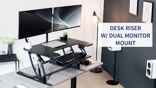 DESKKIT0V02 Desk Riser with Dual Monitor Mount by VIVO [upl. by Yahs]