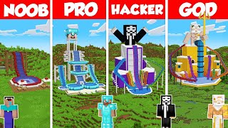 Water Slide  Water Park Build Battle Challenge  Noob vs Pro vs Hacker vs God  Minecraft Animation [upl. by Hugibert]