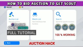 HOW TO GET 5 STARS SCOUT IN PES 2021 MOBILE  HOW TO WIN AUCTION PES 2021 MOBILE  AUCTION HACK [upl. by Aileda]