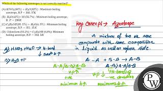 Which of the following azeotropes is not correctly matched [upl. by Nivle]